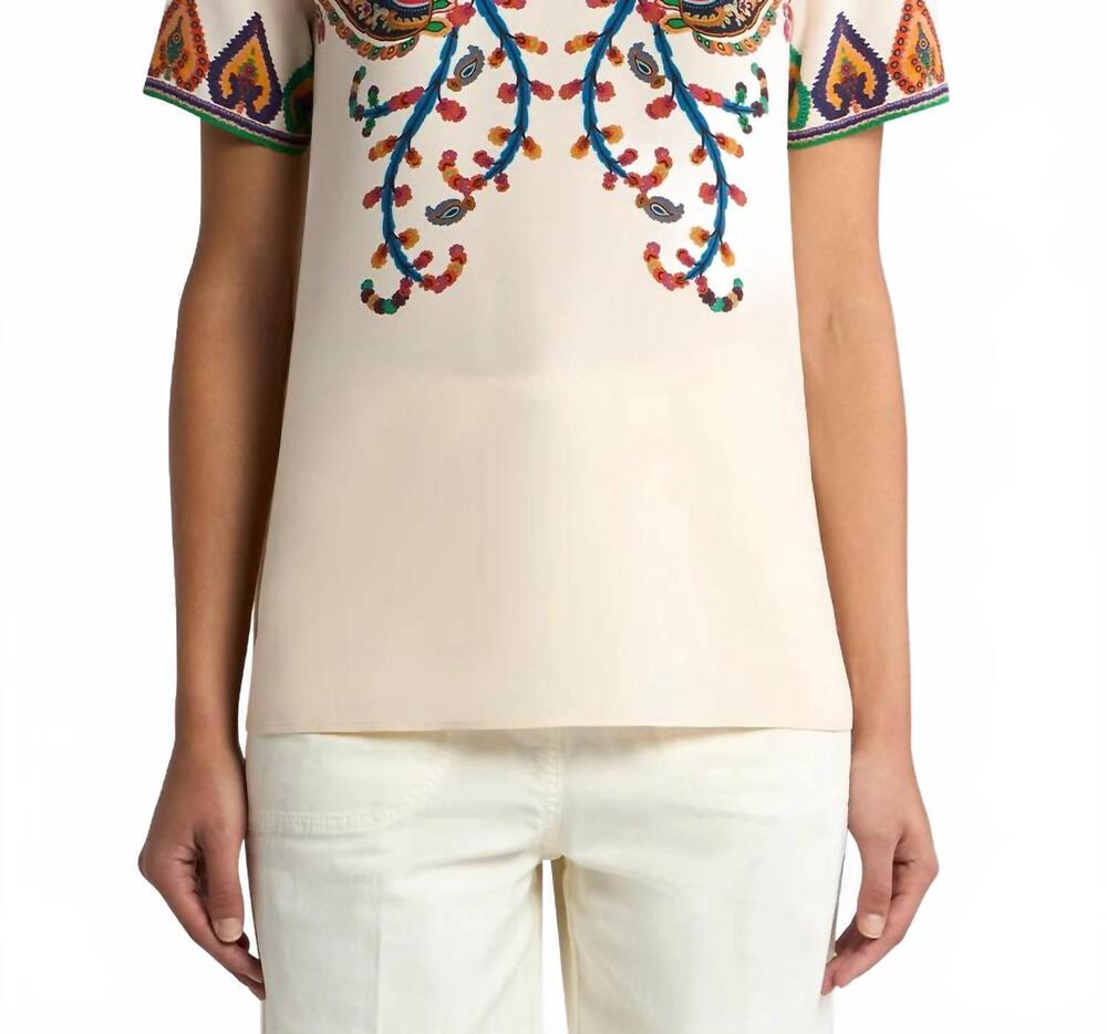 NEW ETRO paisley silk t-shirt top in multi
